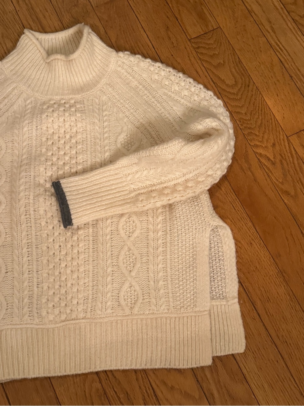 Alex Mill Womens Camil Cable Knit Mockneck Rollneck Sweater Sz M Fisherman Cozy - Picture 8 of 11